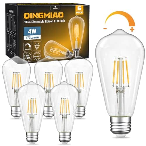 Dimmable LED Edison Bulbs  (att Equivalent) Lumens, K Soft White, STEBase LED Light Bulbs, Vintage Clear Glass LED Filament Bulb for Home Lamp, Wall Sconce, Chandelier, Pack