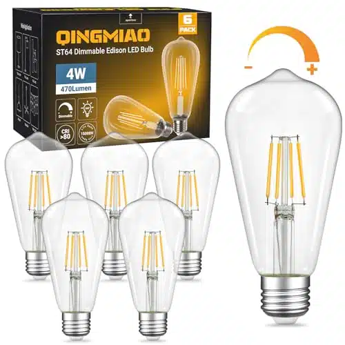 Dimmable LED Edison Bulbs  (att Equivalent) Lumens, K Soft White, STEBase LED Light Bulbs, Vintage Clear Glass LED Filament Bulb for Home Lamp, Wall Sconce, Chandelier, Pack