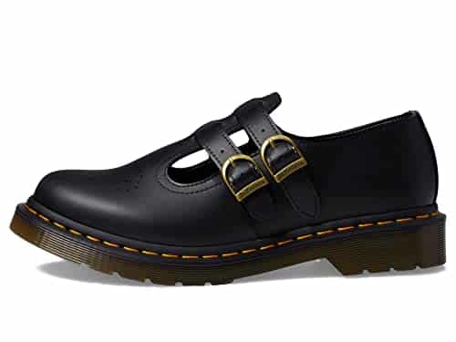 Dr. Martens Women's Vegan ary Jane Flat, Black Felix Rub Off,