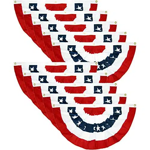 EBaokuup xFt USA Patriotic Pleated Fan Flag   PCS American US Flag Bunting Banner Patriotic Bunting Flag Stars and Stripes Flag Bunting for Memorial Day The th of July and Labour Day