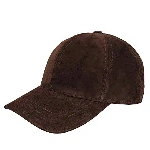 Emstate Suede Leather Unisex Baseball Caps Made in USA (Dark Brown)