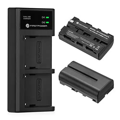 FirstPower NP FBattery Pack and USB Dual Slot Charger Compatible with Sony NP F, F, F, F, F, F, F, F, CCD SC, TR, TR, TR, TR, TR