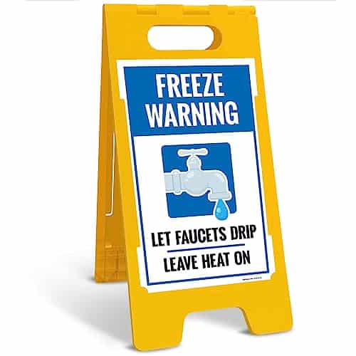 Freeze Warning Let Faucets Drip Leave Heat On Sidewalk Sign Kit, xInches, With A Frame Stand, Made in USA by Sigo Signs