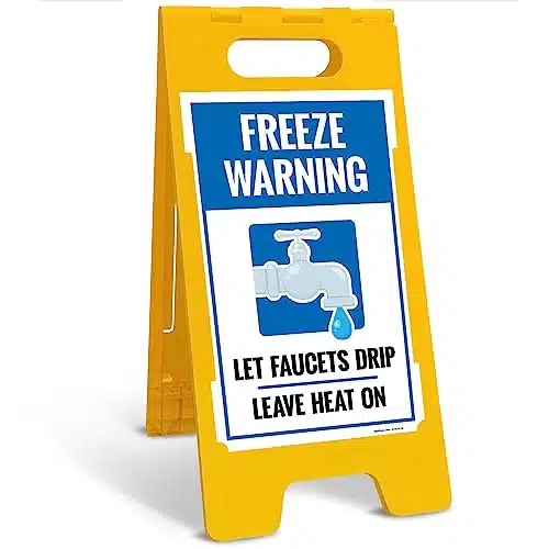 Freeze Warning Let Faucets Drip Leave Heat On Sidewalk Sign Kit, xInches, With A Frame Stand, Made in USA by Sigo Signs