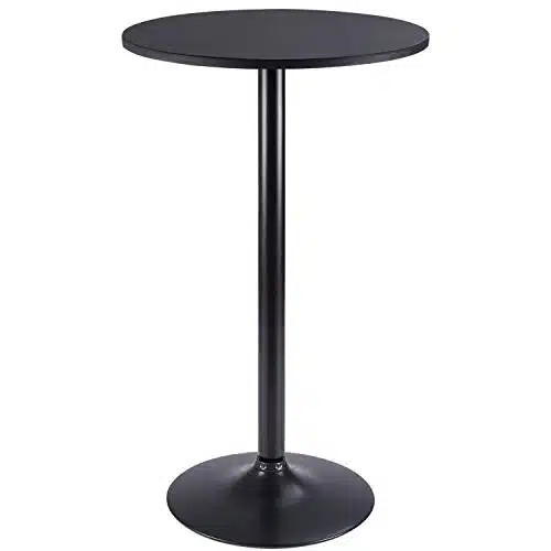 Furmax Bistro Pub Table Round Bar Height Cocktail Table Metal Base MDF Top Obsidian Table with Black Leg Inch Top, Inch Height (Black)