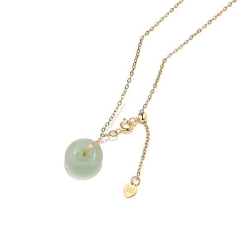 GACEMIU Jade Necklace Sterling Silver K Gold Plated Jade Pendant Necklaces for Women Natural Green Hetian Jade Necklace Jewelry Gift for Women Girls (Necklace jade)
