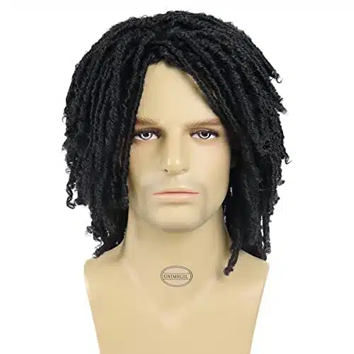 GNIMEGIL Short Braided Wig for Man Afro Bob Black Crochet Twist Hair Dreadlocks Wig Natural Synthetic Wig Layered Breathable Faux Locs Braids
