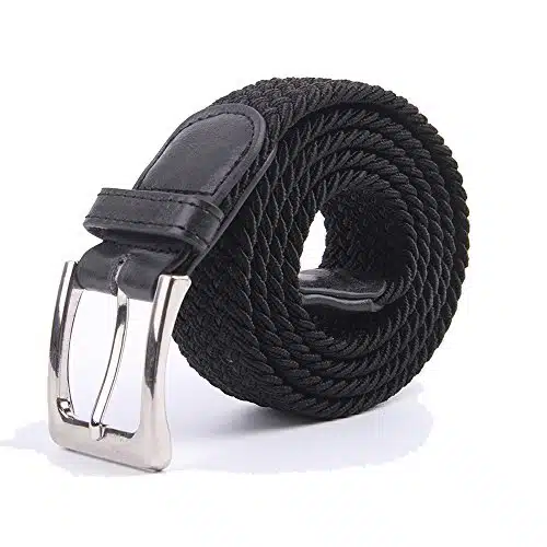 Gelante Canvas Elastic Fabric Woven Stretch Multicolored Braided Belts Black M