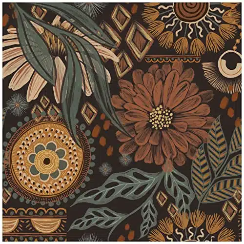 HAOKHOME allpaper Peel and Stick Floral Boho BrownPeachPuffGreen Retro Wall Decor Bathroom Removable Mural in x ft