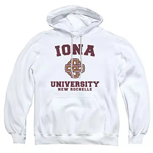 LOGOVISION Iona University Official Circle Logo Unisex Adult Pull Over Hoodie,White, X Large