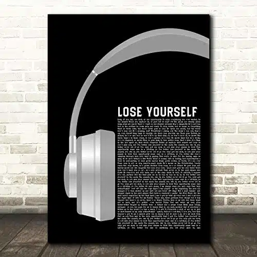 Lose Yourself Grey Headphones Song Lyric Quote Music Print