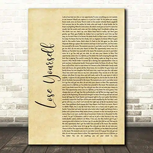 Lose Yourself Rustic Script Song Lyric Wall Art Poster Gift Present Print