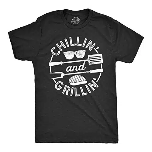 Mens Chillin and Grillin Tshirt Funny Outdoor Summer BBQ Tee for Guys Funny Mens Shirts for Summer Vacation with Adult Humor Black XL