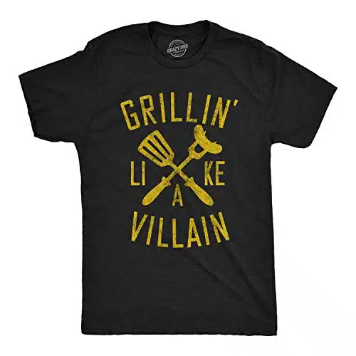 Mens Grillin Like A Villain Tshirt Funny Cookout BBQ Grill Tee Funny Mens Shirts for Dad with Food Black XL