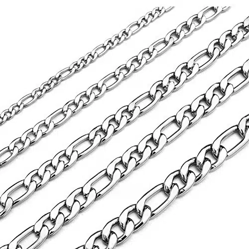 Monily Inches Figaro Chain Necklace for Men M Stainless Steel Figaro Link Chain for Boys Women