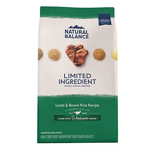 Natural Balance Limited Ingredient Adult Dry Dog Food with Healthy Grains, Lamb & Brown Rice Recipe, Pound (Pack of )