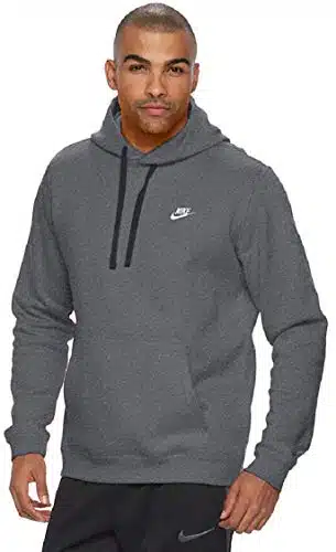 Nike Men's Pullover Fleece Club Hoodie (as, alpha, s, regular, regular, Charcoal Heather White)