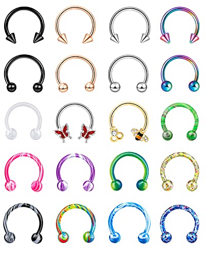 ONESING Pcs Septum Rings G Septum Jewelry Septum Rings for Women Septum Lip Rings Nose Piercing Jewelry Tragus Horseshoe Earrings Hypoallergenic Stainless Steel Pink Septum Ring mm