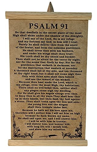 Psalm He That Dwelleth in the Secret Place Prayer Blessing Scroll Decor Ready to Hang x in. Bible Verse Scripture Canvas Style Decor Wall Art, Comfort Gift Rustic Home