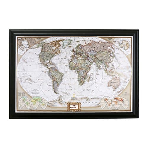 Push Pin Travel Maps   Executive World   Black Frame Framed Pin Map for Tracking Your Travels   x   Handcrafted Frame Options   Made in USA   Ideal for Any Traveler