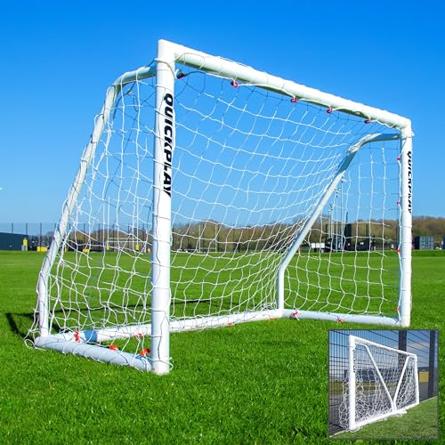 QUICKPLAY Q Fold Match Soccer Goal  The Second Folding Soccer Goal Match Standard [Single Goal] The Best Weatherproof Soccer Net for Adults & Kids