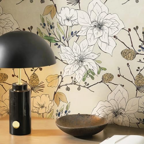 Safiyya Peel and Stick Wallpaper Floral Contact Paper Vintage Flower Wallpaper Boho Removable Wallpaper Decorative Self Adhesive Contact Paper for Walls Vinyl Roll in xin
