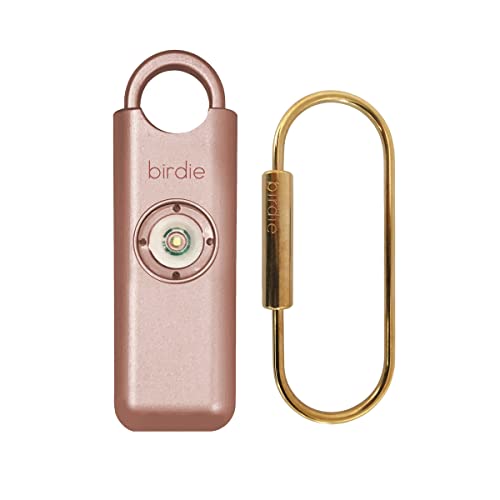 Sheâs BirdieâThe Original Personal Safety Alarm for Women by WomenâdB Siren, Strobe Light and Key Chain in Pop Colors (Metallic Rose)