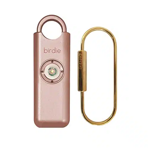 Sheâs BirdieâThe Original Personal Safety Alarm for Women by WomenâdB Siren, Strobe Light and Key Chain in Pop Colors (Metallic Rose)