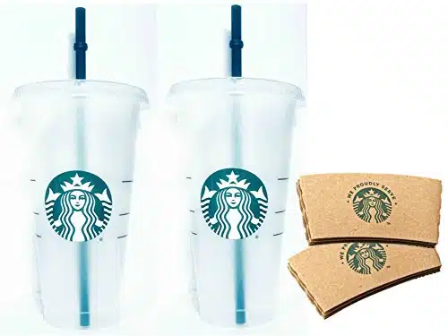 Starbucks Reusable Venti fl oz Frosted Ice Cold Drink Cup Bundle Set of with Sleeves