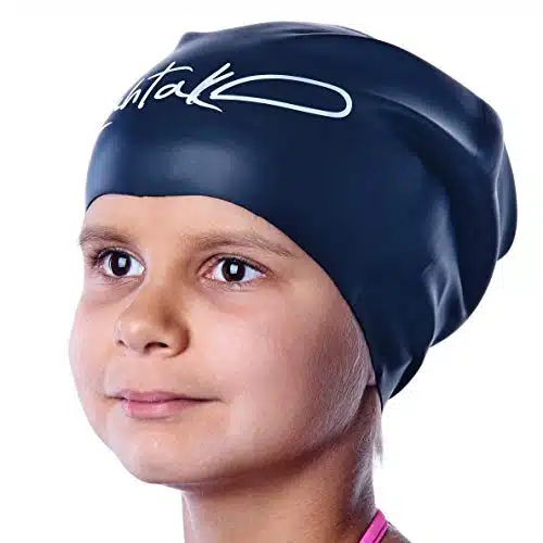 Swim Caps for Long Hair Kids   Swimming Cap for Girls Boys Kids Teens with Long Curly Hair Braids Dreadlocks   % Silicone Hypoallergenic Waterproof Swim Hat (Black, Small)