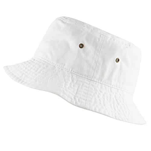 The Hat Depot N Unisex % Cotton Packable Summer Travel Bucket Sun Fishing Hat (SM, White)