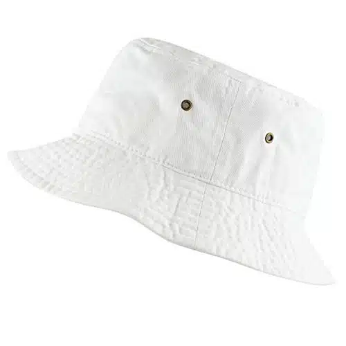 The Hat Depot N Unisex % Cotton Packable Summer Travel Bucket Sun Fishing Hat (SM, White)