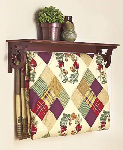 The Lakeside Collection Deluxe Quilt Rack with Shelf   Walnut