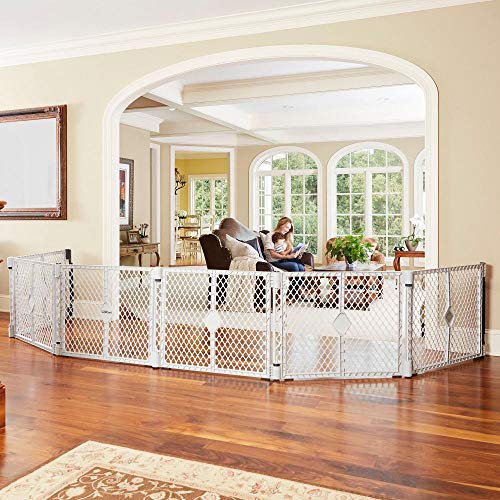 Toddleroo by North States Superyard Panel Baby Play Yard. Playpen or Extra Wide Baby Gate, Wall Mount Kit Included. Made in USA.   wide, ft corner to corner play yard (tall, Gray)