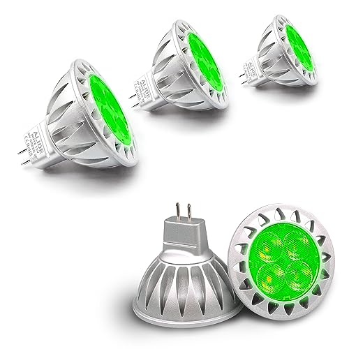 ALIDE Green MRGULed Bulbs ,   Halogen Equivalent,V Low Voltage MRLed Green Bulb Spotlights for Outdoor Landscape Yard Garden Tree Pool Holiday Christmas Lighting,Deg,Pack