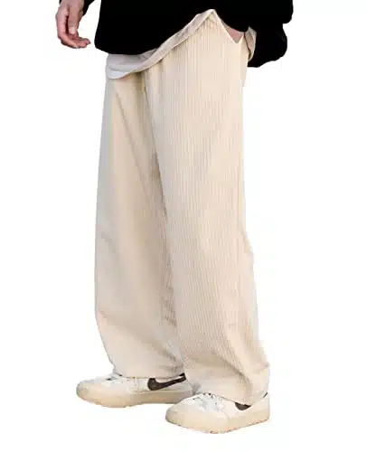 Aelfric Eden Mens Corduroy Vintage Cargo Sweatpants Long Solid Elastic Waist Casual Pants Hip Hop Streetwear Pants