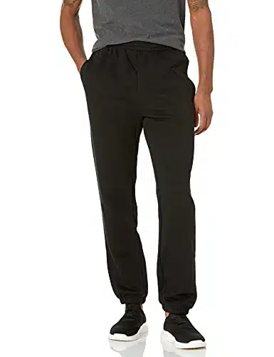 Amazon Essentials Men's Closed Bottom Fleece Sweatpants (Available in Big & Tall), Black, Medium