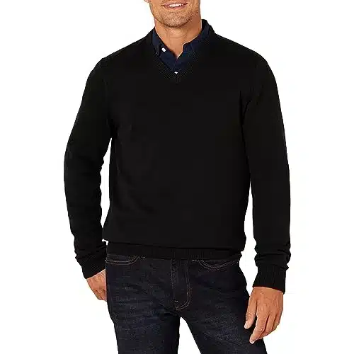 Amazon Essentials Men's V Neck Sweater (Available in Big & Tall), Black, XX Large