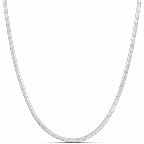 Amazon Essentials Sterling Silver Plated mm Herringbone Chain , Sterling Silver