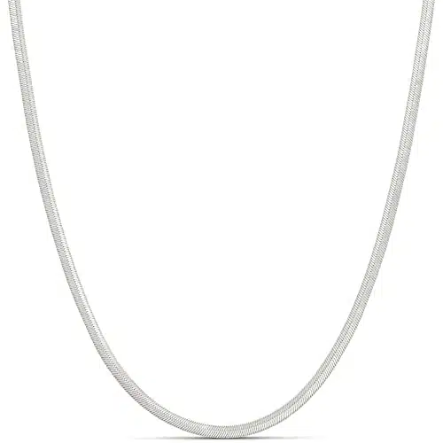 Amazon Essentials Sterling Silver Plated mm Herringbone Chain , Sterling Silver