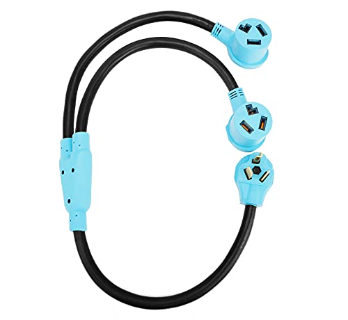 CircleCord Prong Dryer Y Splitter FT, NEMAP Male to Two NEMA R Female, Amp Volt  ST AWG Dryer Y Adapter Cord, for Dryer Outlet and Level EV Charging, UL Listed