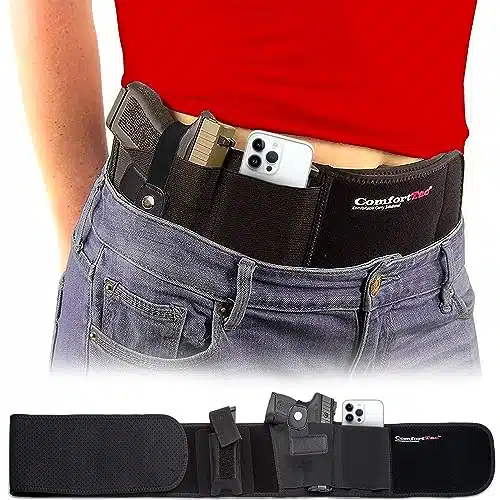 ComfortTac Ultimate Belly Band Gun Holster for Concealed Carry  Compatible with Smith and Wesson, Shield, Glock , , , , P, Ruger LCP, and Similar Guns for Men and Women (Black