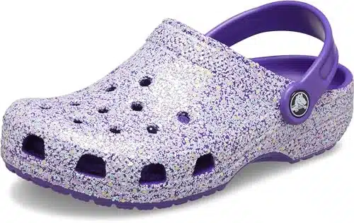 Crocs Classic Glitter Clogs, Neon PurpleMulti,  Unisex Little Kid