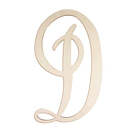 Cursive Wooden Letters D for Wall Decor Inch Large Wooden Letters Unfinished Monogram Wood Letter Crafts Alphabet Sign Cutouts for DIY Painting Door Hanger (D)