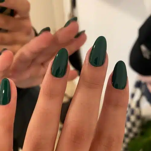 Dark Green Press on Nails Short Almond,KXAMELIE Pure Color Full Cover Round Fake Nails For Girls,Short Oval False Nails Glue on,Instant Acrylic Nails Press on,Blank Short Nail