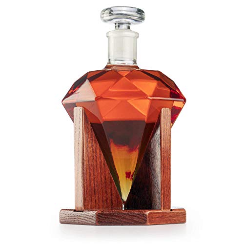Diamond Decanter For Whiskey, Liquor, Scotch, Rum, Bourbon, Vodka, Tequila Decanter, The Wine Savant ml   Gifts For Men & Women Clear