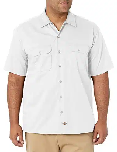 Dickies Men's Short Sleeve Work Shirt, White, X Large