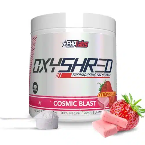 EHP Labs OxyShred Thermogenic Pre Workout Powder & Shredding Supplement   Clinically Proven Preworkout Powder with L Glutamine & Acetyl L Carnitine, Energy Boost Drink   Cosmic Blast, Servings