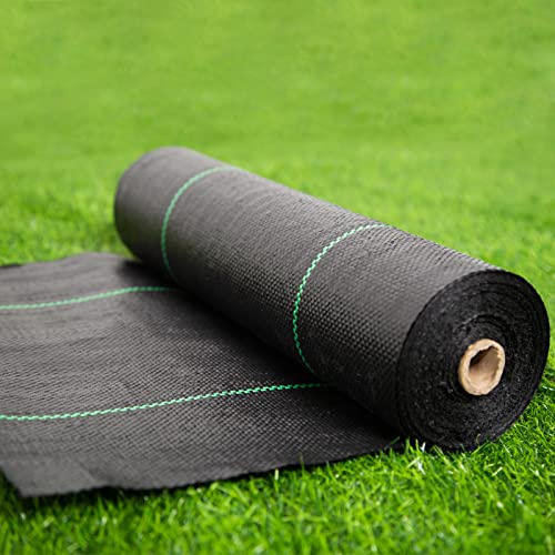 EXTRAEASY Garden Weed Barrier Landscape Fabric,Weed Block Fabric Heavy Duty OZ,Woven Mulch for Landscaping Ground Cover Weed Control Fabric, Black Garden Bed Liner (ft x ft)
