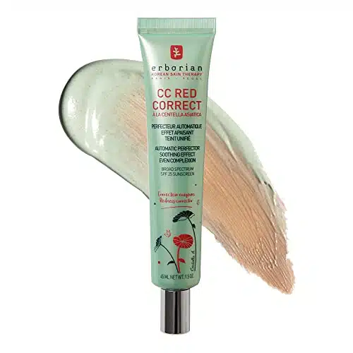 Erborian Color Correcting CC Cream with Centella Asiatica, Red Correct   Light Multi Purpose Facial Concealer with Illuminating Finish Soothes & Hydrates Oz